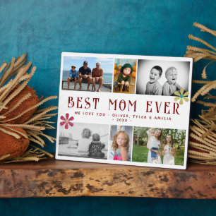 Best Mom Ever Flower 6 Photo Collage Keepsake  Plaque