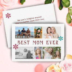 Best Mom Ever Flower 6 Photo Collage Mother's Day Holiday Card