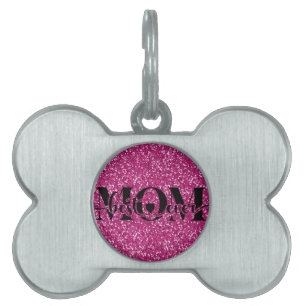 Best mom ever, glitter, pink, custom pet ID tag