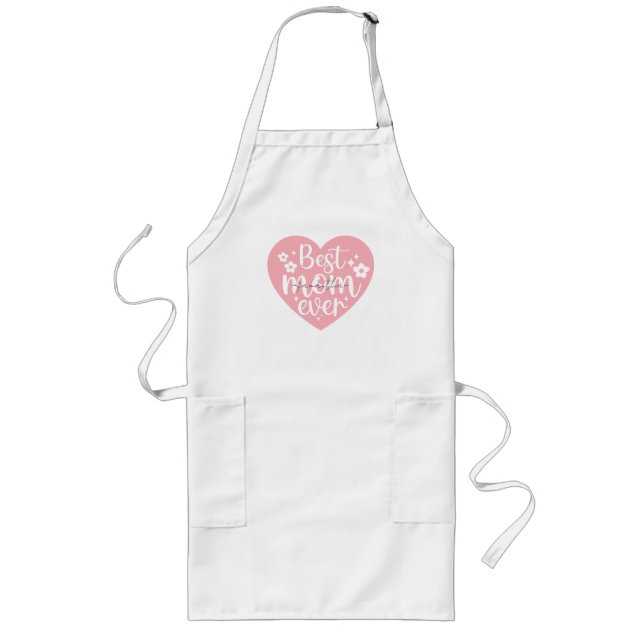 Best Mom Ever - Heart Long Apron (Front)