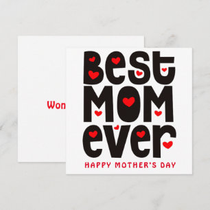 Best Mom Ever Heart Mothers Day Red Black White Card