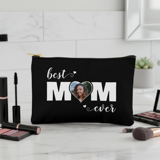 Best Mom Ever Heart Photo Mother's Day Black Accessory Pouch (Best Mom Ever Heart Photo Mother's Day Black Accessory Pouch
)