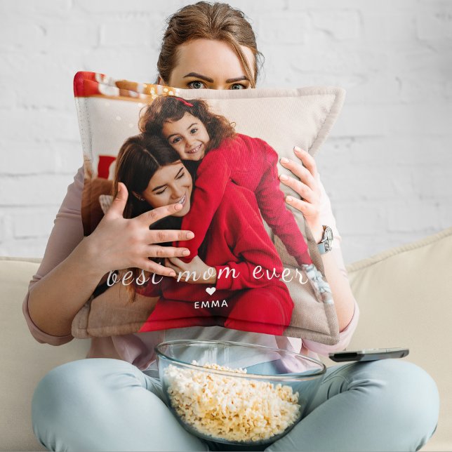 Best Mom Ever l Custom Photo & Text Typography Cushion (Creator Uploaded)