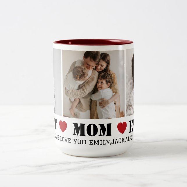Best Mom Ever Modern 3 Photo Collage Mug (Center)