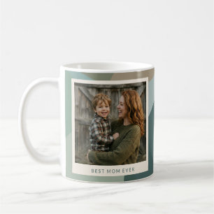 Best Mom Ever Modern Abstract Sage Teal Photo Coffee Mug