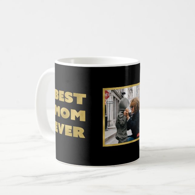 Best Mom Ever Modern Simple Photo Mother's Day Coffee Mug (Front Left)