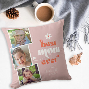 Best Mom Ever Modern Typography 3 Photo Cushion