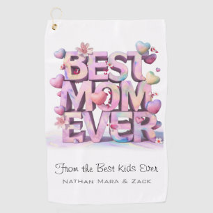*~ BEST MOM EVER Mother Day Hearts Flowers AP72 Golf Towel