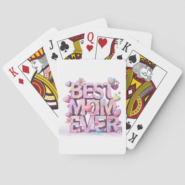 *~ BEST MOM EVER Mother Day Hearts Flowers AP72 Playing Cards (Back)