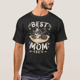 Best Mom Ever, Mother Forest Cat with 2 Kittens Mo T-Shirt