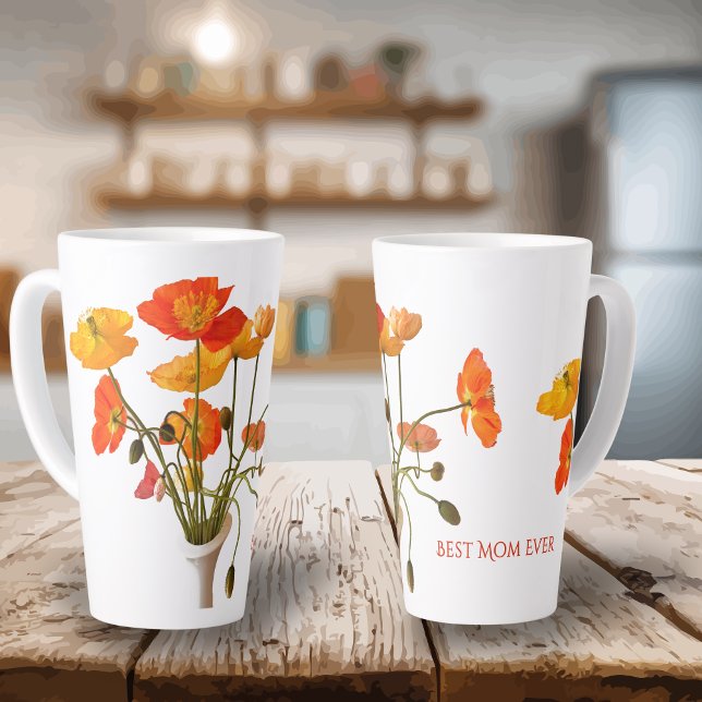 Best Mom Ever Mother's Day Bright Poppy Gift Large Latte Mug (Creator Uploaded)