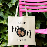 Best Mom Ever Mother's Day Photo Tote Bag<br><div class="desc">This Best Mom Ever Photo Tote Bag is decorated with the word Mom in stylish typography.
Easily customizable with your photo.
Makes a perfect Mother's Day gift.</div>