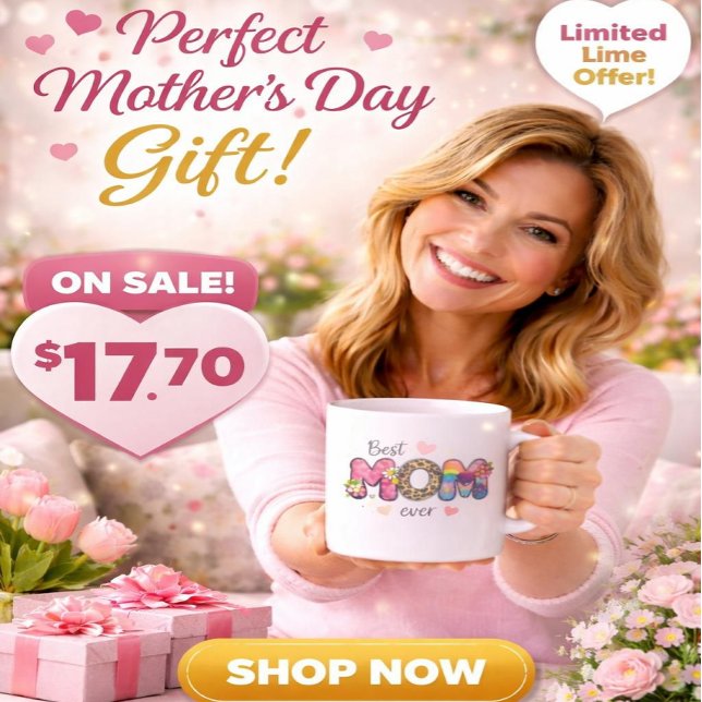 Best MOM Ever Mug — Pink Interior Ceramic Coffee C (Creator Uploaded)