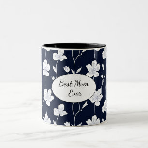 Best Mom Ever Navy Floral Two-Tone Coffee Mug