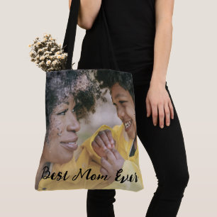 Best Mom Ever Personalized Kids Name Two Photos  Tote Bag