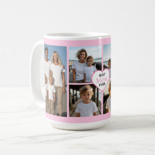 Best Mom ever personalized pink 6 photo template Coffee Mug