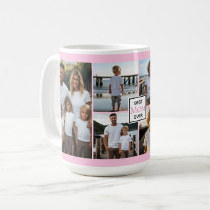 Best Mom ever personalized pink 6 photo template Coffee Mug