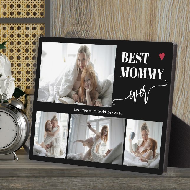 Best mom ever photo collage black plaque (Creator Uploaded)