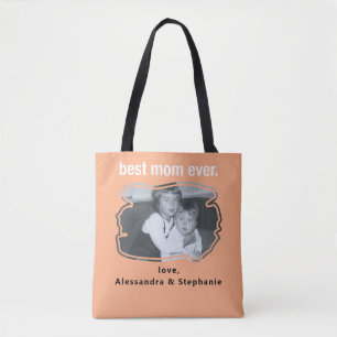 Best mom ever photo keepsake names custom peach  tote bag