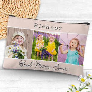 Best Mom Ever Pink 3 Photos Monogrammed Accessory Pouch