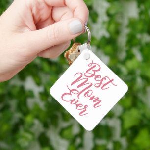 Best Mom Ever Pink Custom 1 Photo Keepsake Key Ring