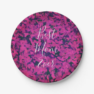 Best Mom Ever Pink Floral Garden Paper Plate