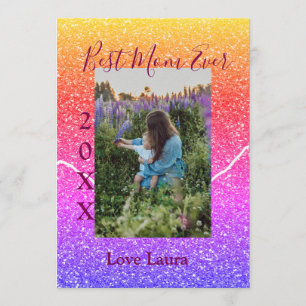 Best mom ever pink photo mother's day year yellow  invitation