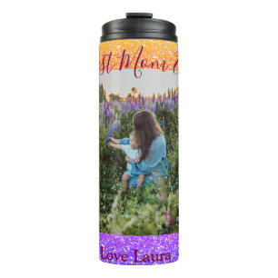 Best mom ever pink photo mother's day year yellow thermal tumbler