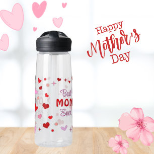 Best MOM Ever - Pink Red Hearts & Stars  Water Bot Bottle