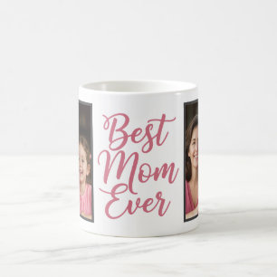 Best Mom Ever Pink Script 2 Photo Keepsake Coffee Mug