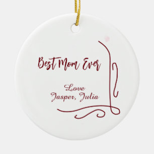 Best mom ever red love Spanish border stylish Ceramic Tree Decoration