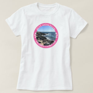 Best Mom Ever Round Photo of Atlantic Ocean Shore T-Shirt