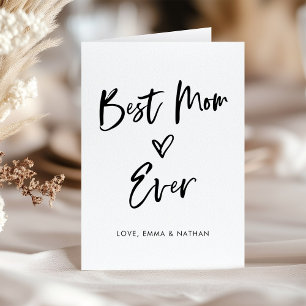 Best Mom Ever Simple Casual Script and Heart Holiday Card