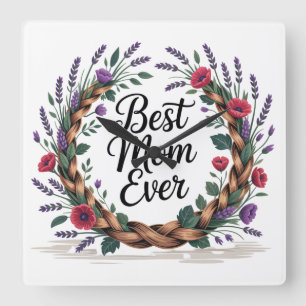 Best Mom Ever Square Wall Clock