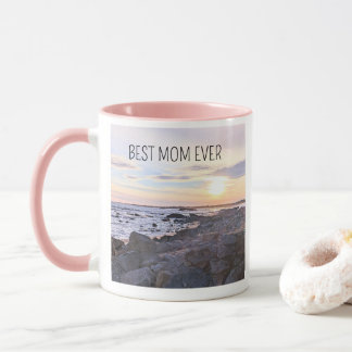 Best Mom Ever Sunset Photo Love You Heart Pink Mug