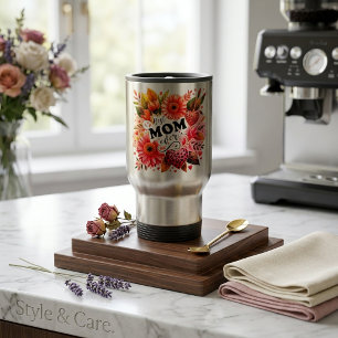 Best MOM Ever title mark with floral Travel Mug