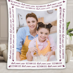 Best MOM Ever Unique Stylish Personalised Photo Fleece Blanket