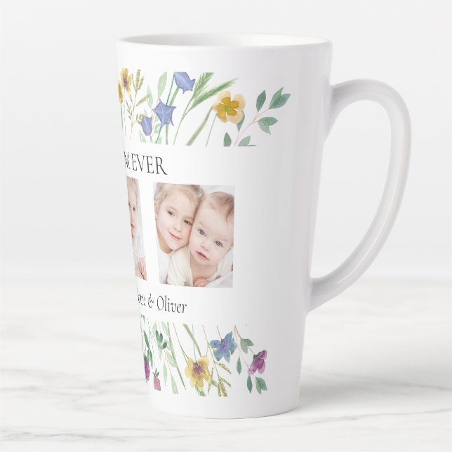 Best Mom Ever Wildflower Photo Mother's Day  Latte Mug (Right)