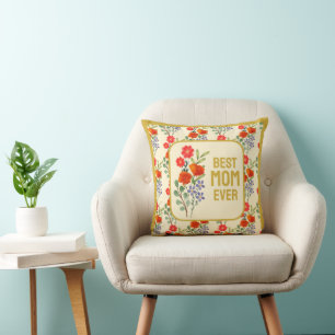 Best Mom Ever Wildflowers Gold Frame Cushion