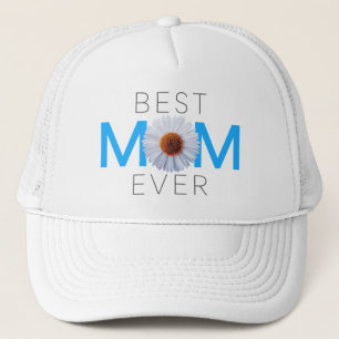 Best Mom Ever With Daisy Image Print (Blue V1) Trucker Hat
