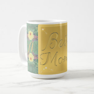 "Best Mom" Floral Brass-like Monogram Mug