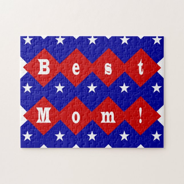 Best Mom in Patriotic Diamond Shape Jigsaw Puzzle (Horizontal)