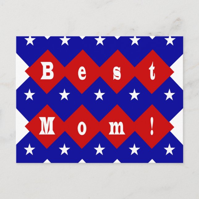 Best Mom in Patriotic Diamond Shape Postcard (Front)