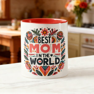 Best Mom In The World Folk Art Floral Mother's Day Mug