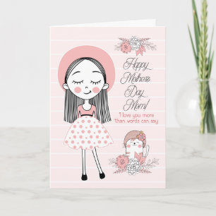 Best MOM in the World Mother's Day Pink Holiday Card