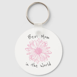 Best Mom In the World Pink Floral Key Ring