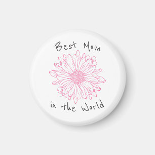 Best Mom In the World Pink Floral Magnet