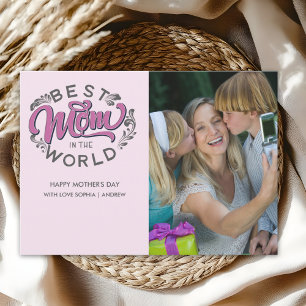 Best Mom in the World Scrip Photo Mom Thank You Card