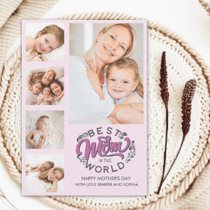Best Mom In the World Scrip Photos Mom Pink Thank You Card