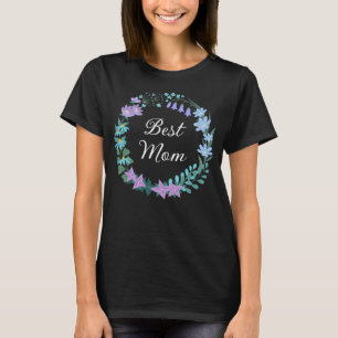 Best Mom Mother Floral Bluebells Greenery Wreath T-Shirt